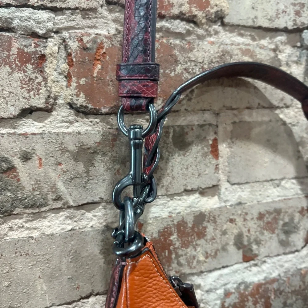 COACH Jules Hobo Sunset‎ Pebble Leather Snake Embossed Straps Purse C1571 - Picture 8 of 16